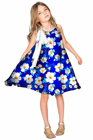 Almond Blossom Melody Blue Chiffon Swing Dress - Girls - Pineapple Clothing