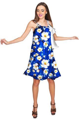 Almond Blossom Melody Blue Chiffon Floral Dress - Women - Pineapple Clothing