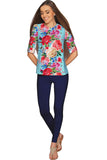 Amour Sophia Floral Print Elbow Sleeve Dressy Top - Women - Pineapple Clothing