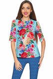 Amour Sophia Floral Print Elbow Sleeve Dressy Top - Women - Pineapple Clothing