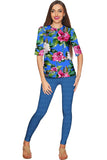 Aquarelle Sophia Blue Floral Sleeved Catchy Top - Women - Pineapple Clothing