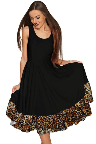 Black Leopard Vizcaya Fit & Flare Dress - Women - Pineapple Clothing