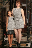 Black White Stretchy Sleeveless Trendy Day Shift Mommy and Me Dresses Plus Size