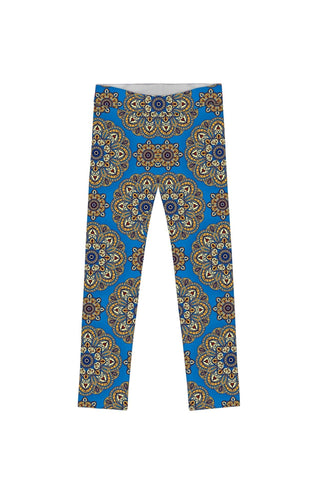 Boho Chic Lucy Cute Blue Geometric Print Leggings - Girls - Pineapple Clothing