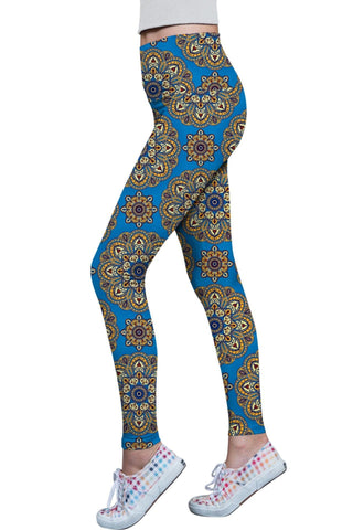 Boho Chic Lucy Blue Printed Performance Leggings - Women - Pineapple Clothing