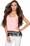 Boho High-Low Fringe Trim Casual T-Shirt Mother Daughter Matching Top