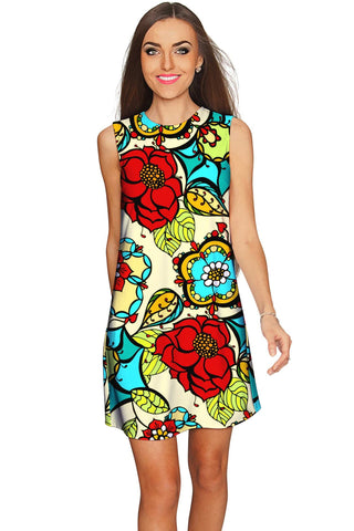 Carnaval Adele Colorful Print Summer Shift Dress - Women - Pineapple Clothing