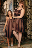 Chocolate Brown Halter Swing Summer Mommy & Me Dresses Plus Size