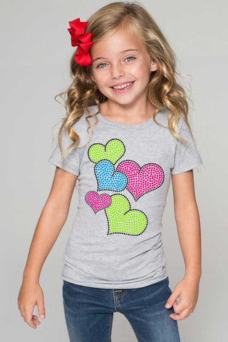 Colorful Hearts Tee - Girls - Pineapple Clothing