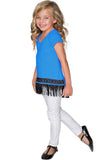 Boho High-Low Fringe Trim Cute Trendy Casual Top - Girls