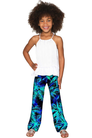 Electric Jungle Amelia Blue Green Printed Palazzo Pant - Girls - Pineapple Clothing
