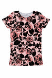Flirty Girl Zoe Pink & Black Floral Print Designer Tee - Women - Pineapple Clothing