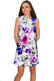 Floral Touch Adele Grey Print Party Mini Shift Dress - Women - Pineapple Clothing