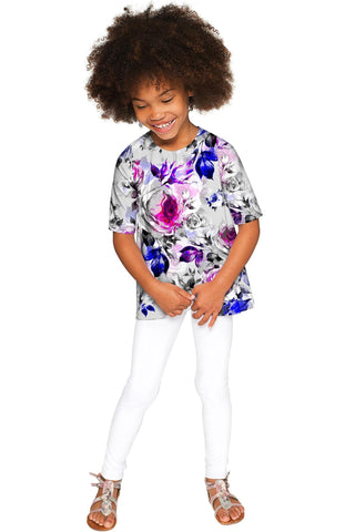 Floral Touch Sophia Grey Elbow Sleeve Fancy Top - Girls - Pineapple Clothing