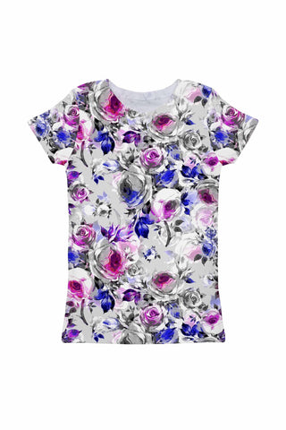 Floral Touch Zoe Grey & Pink Print Cute Designer Tee - Girls - Pineapple Clothing