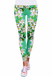 Flower Party Lucy Green Performance Eco Leggings - Women - Pineapple Clothing