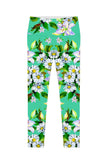 Flower Party Lucy Green Performance Eco Leggings - Women - Pineapple Clothing