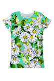 Flower Party Zoe Green Floral Print Designer Tee - Women - Pineapple Clothing