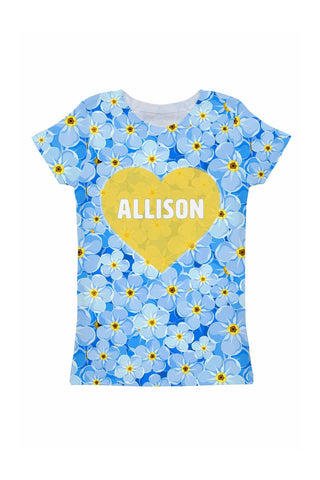 Forget-Me-Not Customized NAME Zoe Heart T-Shirt - Girls - Pineapple Clothing