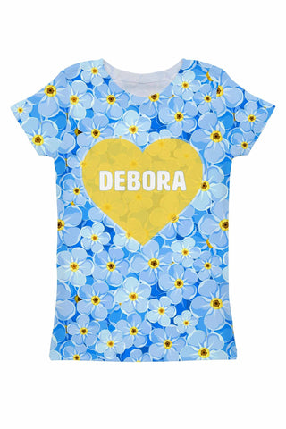 Forget-Me-Not Customized NAME Zoe Heart Tee - Women - Pineapple Clothing