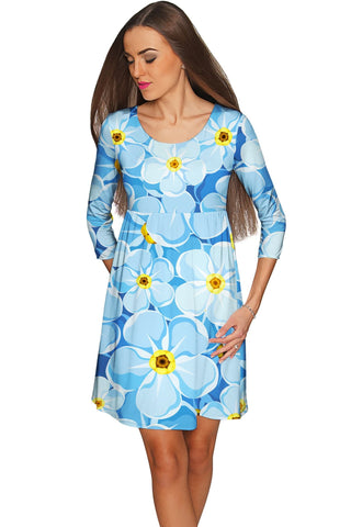 Forget-Me-Not Gloria Empire Waist Blue Dress - Women - Pineapple Clothing