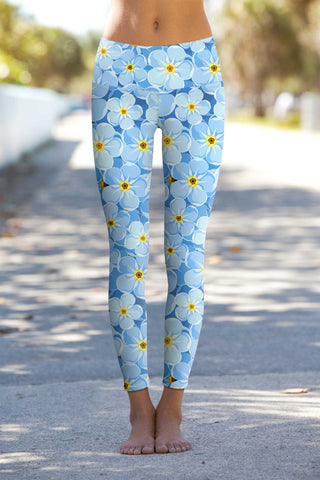 Forget-Me-Not Lucy Blue Floral Print Eco Leggings - Women - Pineapple Clothing