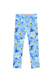 Forget-Me-Not Lucy Cute Blue Floral Printed Leggings - Girls - Pineapple Clothing