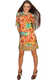 Fox Grace Yellow Flower Print Sleeved Shift Dress - Women - Pineapple Clothing