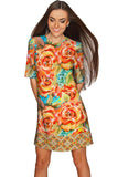 Fox Grace Yellow Flower Print Sleeved Shift Dress - Women - Pineapple Clothing