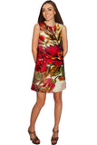 Free Spirit Adele Red Flower Print Boho Shift Dress - Women - Pineapple Clothing