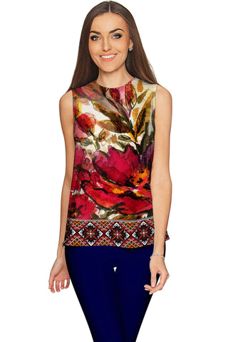 Free Spirit Emily Red Boho Sleeveless Party Top - Women - Pineapple Clothing