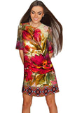 Free Spirit Grace Floral Red Boho Fall Shift Dress - Women - Pineapple Clothing