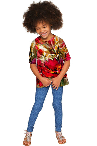 Free Spirit Sophia Red Floral Print Stretch Party Top - Girls - Pineapple Clothing