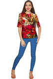 Free Spirit Sophia Red Floral Print Boho Party Top - Women - Pineapple Clothing