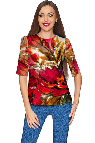 Free Spirit Sophia Red Floral Print Boho Party Top - Women - Pineapple Clothing