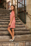 Dusty Pink Lace Elbow Sleeve Shift Fancy Party Cocktail Dress - Girls - Pineapple Clothing