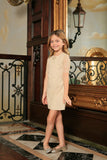 Beige Stretchy Lace Elbow Sleeve Must-Have Shift Mother Daughter Dress