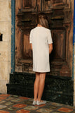 Off-White Stretchy Elbow Sleeve Cute Spring Party Shift Dress - Girls - Pineapple Clothing