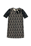 Black Lace Elbow Sleeve Fancy Party Chic Shift Mother Daughter Dresses
