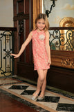 Dusty Pink Lace Cute Beautiful Princess Party Shift Dress - Girls - Pineapple Clothing