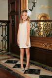 Off-White Stretchy Lace Sleeveless Shift Mommy and Me Party Dresses
