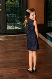 Navy Animal Print Fancy Evening Trendy Designer Mommy and Me Dresses - Pineapple Clothing