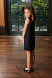 Navy Animal Print Sleeveless Stylish Fancy Party Shift Dress - Girls - Pineapple Clothing