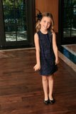 Navy Animal Print Fancy Evening Trendy Designer Mommy and Me Dresses - Pineapple Clothing