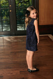 Navy Animal Print Sleeveless Stylish Fancy Party Shift Dress - Girls - Pineapple Clothing