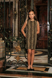 Sage Green Animal Print Sleeveless Mommy and Me Dresses Plus Size