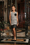 Black White Stretchy Fancy Cocktail Mommy and Me Dress With Lace Trim - Pineapple Clothing