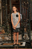 Black White Stretchy Fancy Cocktail Mommy and Me Dress With Lace Trim - Pineapple Clothing
