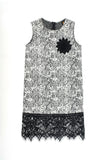 Black White Stretchy Fancy Cocktail Mommy and Me Dress With Lace Trim - Pineapple Clothing