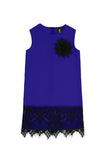 Royal Blue Sleeveless Mother Daughter Fancy Chic Dress with Lace Trim - Pineapple Clothing